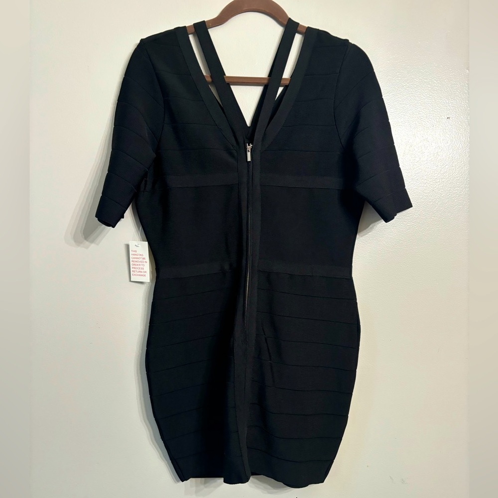 Venus black dress short sleeve cocktail L - Picture 4 of 7
